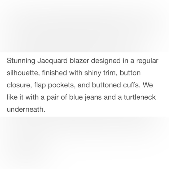 MOS MOSH  (Denmark) Jacquard Bine Kalia Blazer Jacket (US 10/M) - Picture 3 of 15